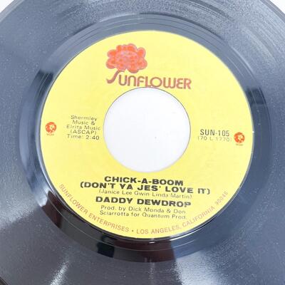 45 RPM DADDY DEWDROP SUN-105 "JOHN JACOB JINGLEHEIMER SMITH/CHICK-A-BOOM" VINYL RECORD SINGLE