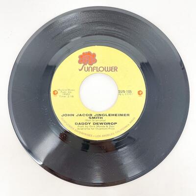 45 RPM DADDY DEWDROP SUN-105 "JOHN JACOB JINGLEHEIMER SMITH/CHICK-A-BOOM" VINYL RECORD SINGLE