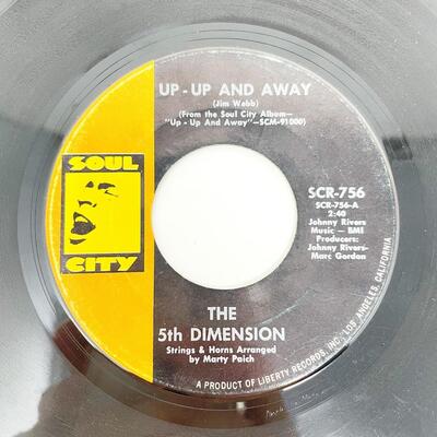 45 RPM THE 5TH DIMENSION SCR-756 â€œUP UP AND AWAY/WHICH WAY TO NOWHEREâ€ VINYL RECORD SINGLE