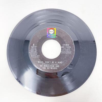 45 RPM BO DONALDSON AND THE HEYWOODS ABC-11435 â€œBILLY, DONâ€™T BE A HERO/DONâ€™T EVER LOOK BACKâ€ VINYL RECORD SINGLE