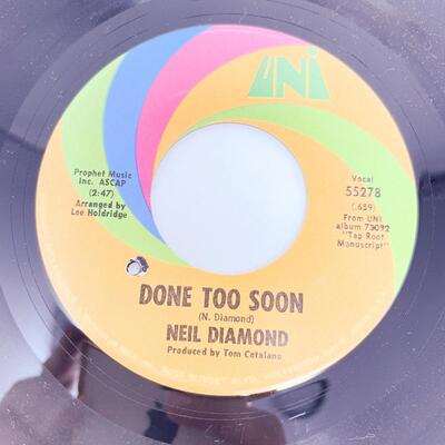 45 RPM NEIL DIAMOND 55278 â€œDONE TOO SOON/I AMâ€¦I SAIDâ€ VINYL RECORD SINGLE