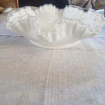 White glass 11 inch 3 inch deep fenton?