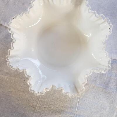 White glass 11 inch 3 inch deep fenton?