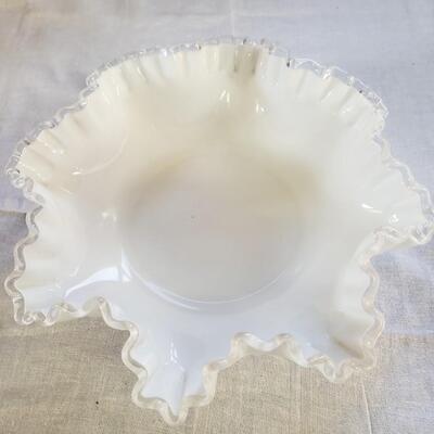 White glass 11 inch 3 inch deep fenton?