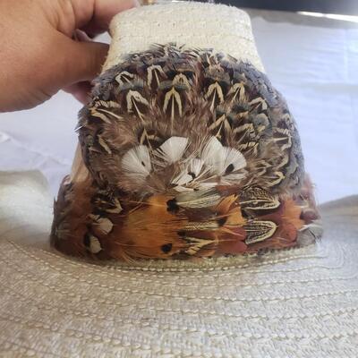 Cowboy hat large a bit rough condition nice feathers