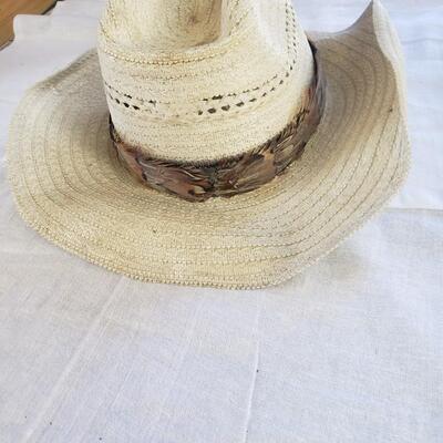 Cowboy hat large a bit rough condition nice feathers