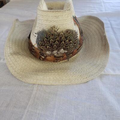 Cowboy hat large a bit rough condition nice feathers