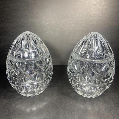 Pair of Waterford Crystal Lidded Jars with box