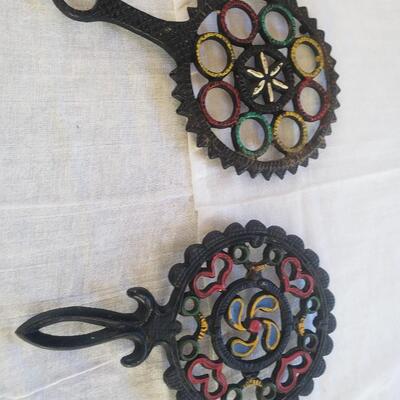 ornate iron pot holders set