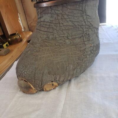 Elephant foot zebra hide copper art container