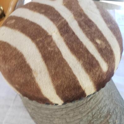 Elephant foot zebra hide copper art container