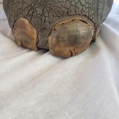 Elephant foot zebra hide copper art container