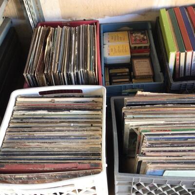 9 Boxes of LPs and 8 Tracks