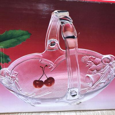 Mikasa crystal holiday bells handled basket