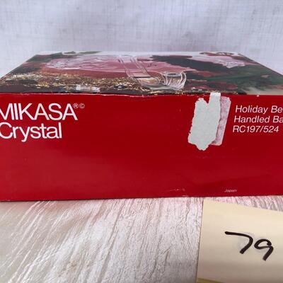 Mikasa crystal holiday bells handled basket