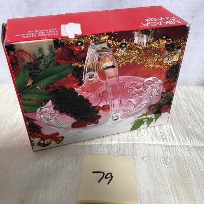 Mikasa crystal holiday bells handled basket