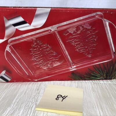 Glass Christmas tree serving tray