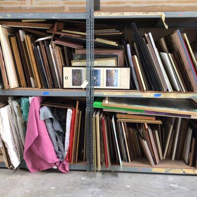 4 Shelves of framed art