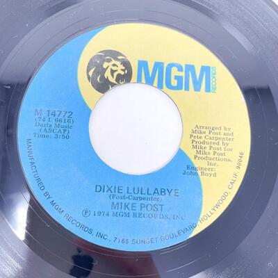 1974 45 RPM MIKE POST M14772 â€œTHE ROCKFORD FILES/DIXIE LULLABYEâ€ VINYL RECORD SINGLE