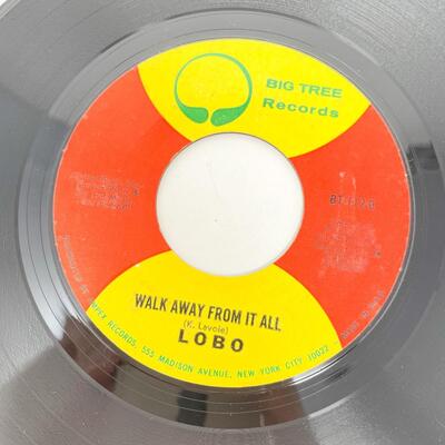 45 RPM LOBO BT112 â€œME AND YOU AND A DOG NAMED BOO/WALK AWAY FROM IT ALLâ€ VINYL RECORD SINGLE