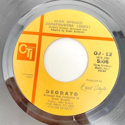 45 RPM DEODATO OJ-12 â€œSPIRIT OF SUMMER/ALSO SPRACH ZARATHUSTRAâ€ VINYL RECORD SINGLE