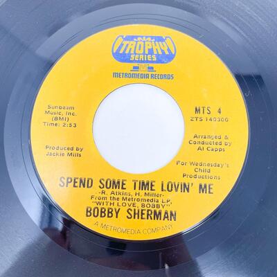 45 ROM BOBBY SHERMAN MTS4 â€œJULIE, DO YA LOVE ME/SPEND SOME TIME LOVINâ€™ MEâ€ VINYL RECORD SINGLE