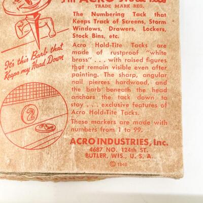 VINTAGE ACRO HOLD-TITE WINDOW SCREEN NUMBERED MARKERS