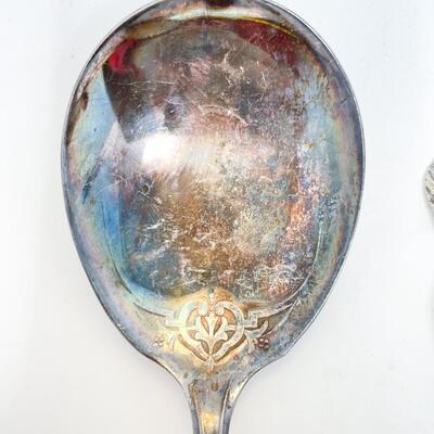ANTIQUE SILVER-PLATED SERVING SPOONS