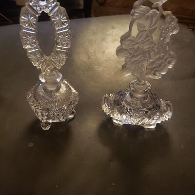 2 perfume bottles crystal tall