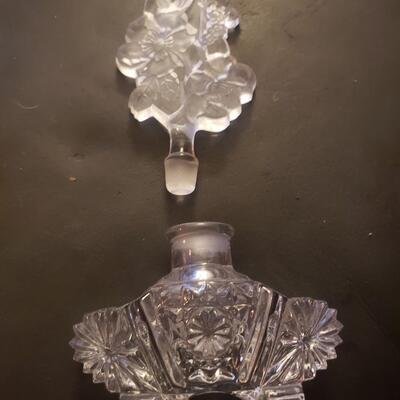 2 perfume bottles crystal tall