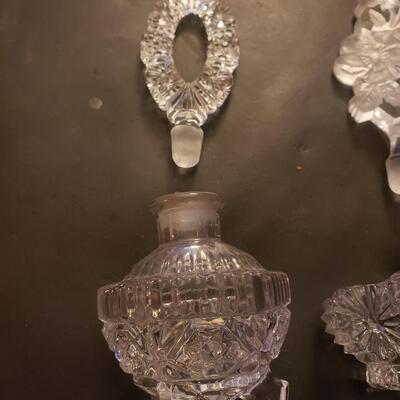 2 perfume bottles crystal tall