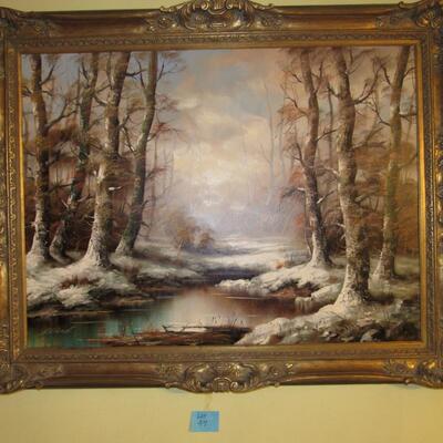 LOT 48 - LARGE FRAMED SIGNED ORIGINAL OIL PAINTING ON CANVAS SCENIC VIEW