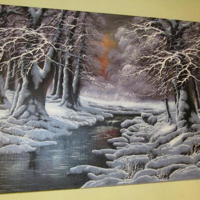 LOT 51 - SIGNED ORIGINAL OIL PAINTING ON CANVAS BY B. AGAY SNOW SCENE