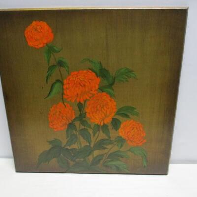 Hand Painted Flowers On Wood By Artist Dorothy Norquist