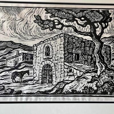 Birger Sandzen RARE BLOCK PRINT Old Reservoir, Central City