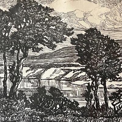 Birger Sandzen Creek With Trees 1921 Lithograph