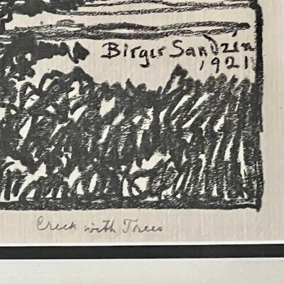 Birger Sandzen Creek With Trees 1921 Lithograph