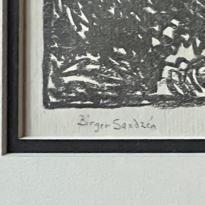 Birger Sandzen Creek With Trees 1921 Lithograph