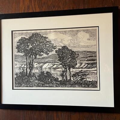 Birger Sandzen Creek With Trees 1921 Lithograph