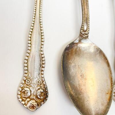 ANTIQUE SILVERPLATE SPOONS SET OF 5 - MARKED â€œM.H.M.-Xâ€