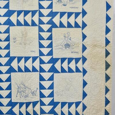 Blue Work Embroidery with Flying Geese