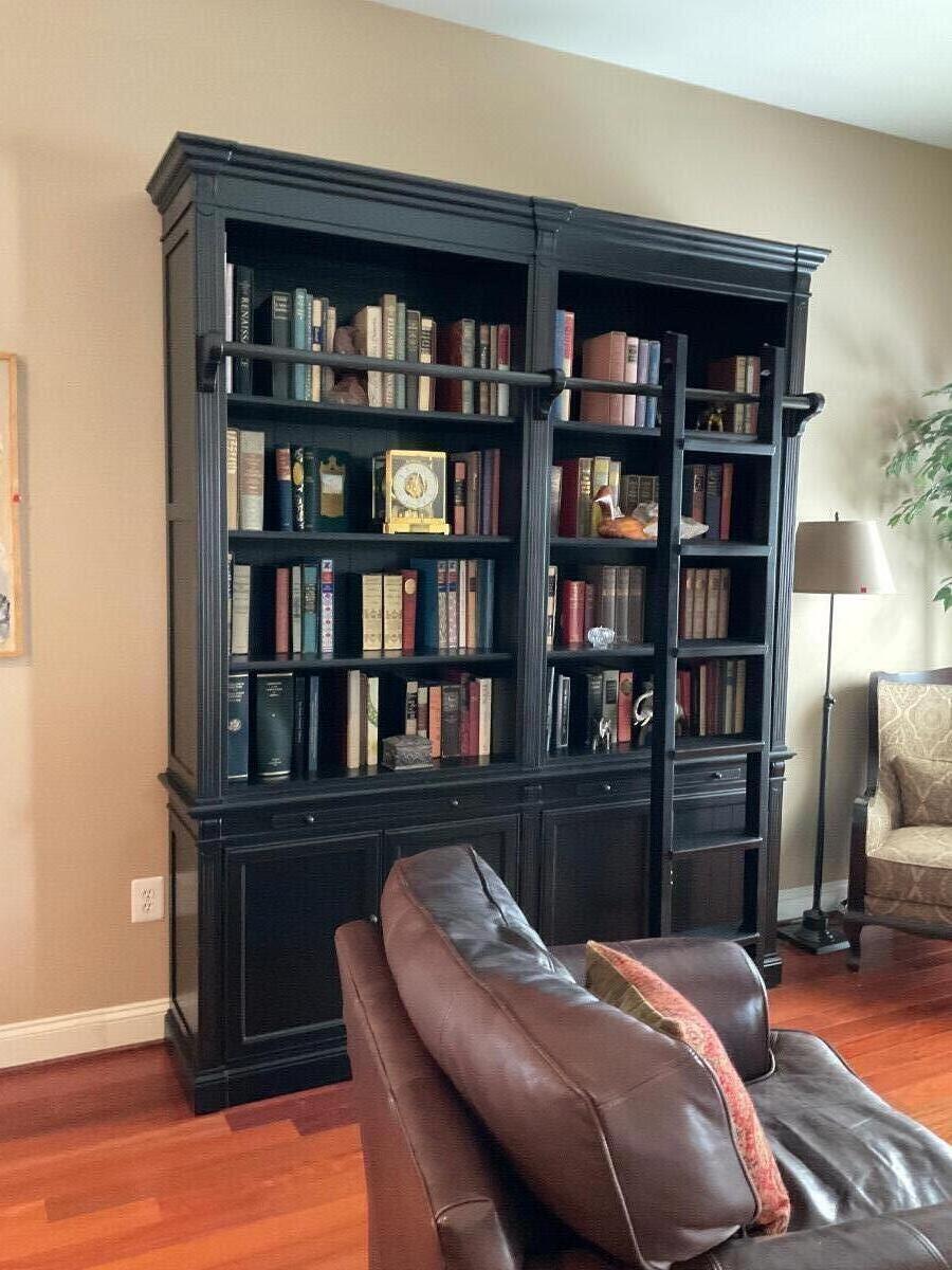 Arhaus Athens library bookcase with ladder
