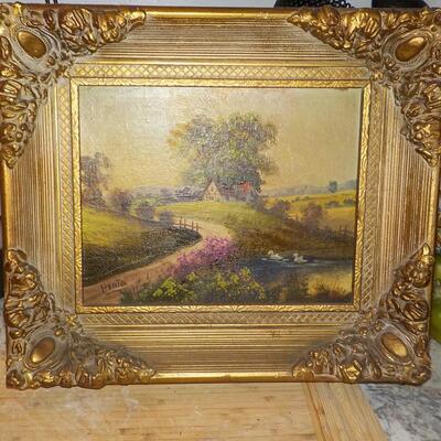 Early 1900's Original Oil scene by Pinto.