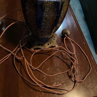 Antique Reverse Painted Glass Lamp