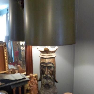 Folk Art hand carved Lamp.