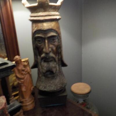 Folk Art hand carved Lamp.