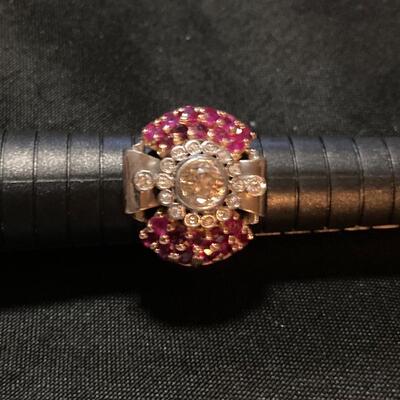 Designer 14k Gold Vintage Diamond and Ruby Ring 13g