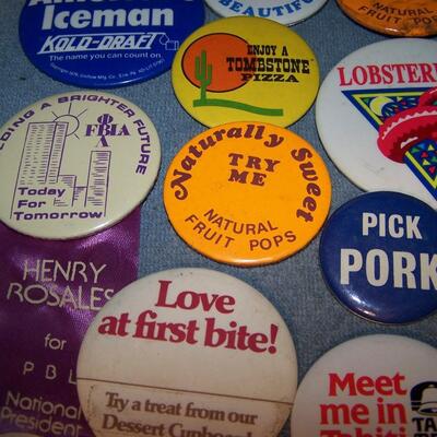 LOT 58 GREAT COLLECTION OF PINS/PINBACKS---FOODS