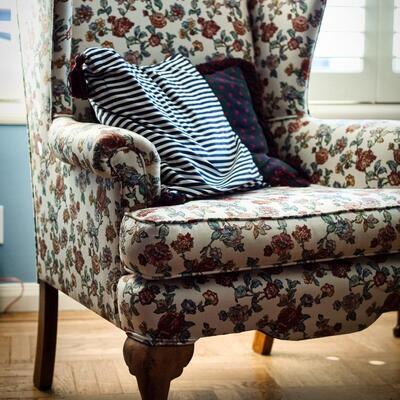 Floral Pattern Winged-back Arm Chair