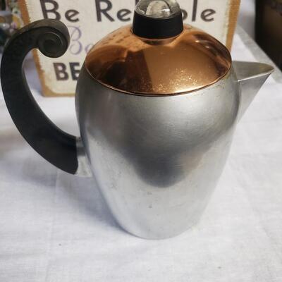 Copper aluminum coffee perculator 9 tall no 3088 wear_ever